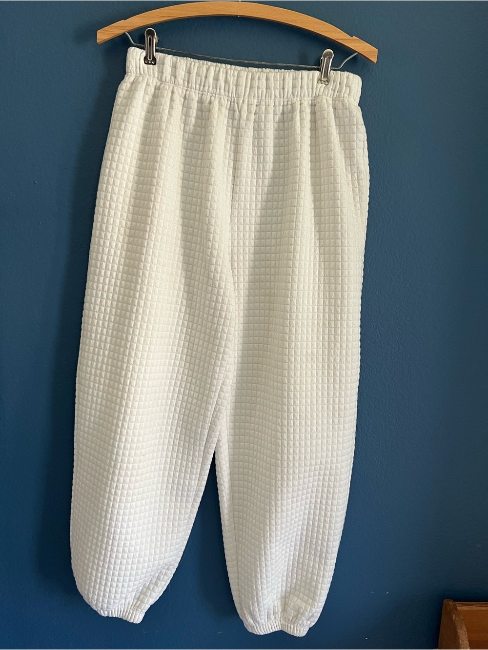 Princess Polly White Waffle-Knit Jogger Bottoms